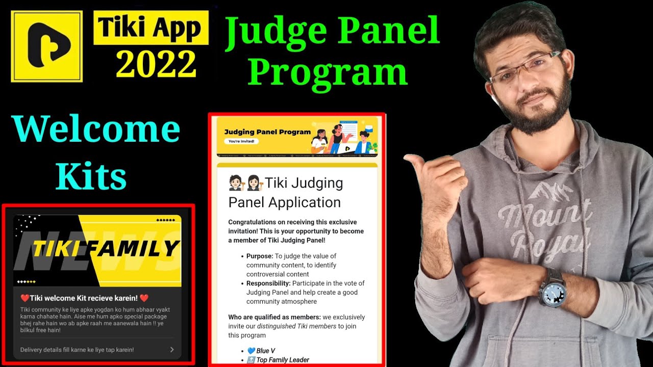 Tiki apps judge panel program | Tiki apps gray tick notice welcome kits| Gray tick referral campaign