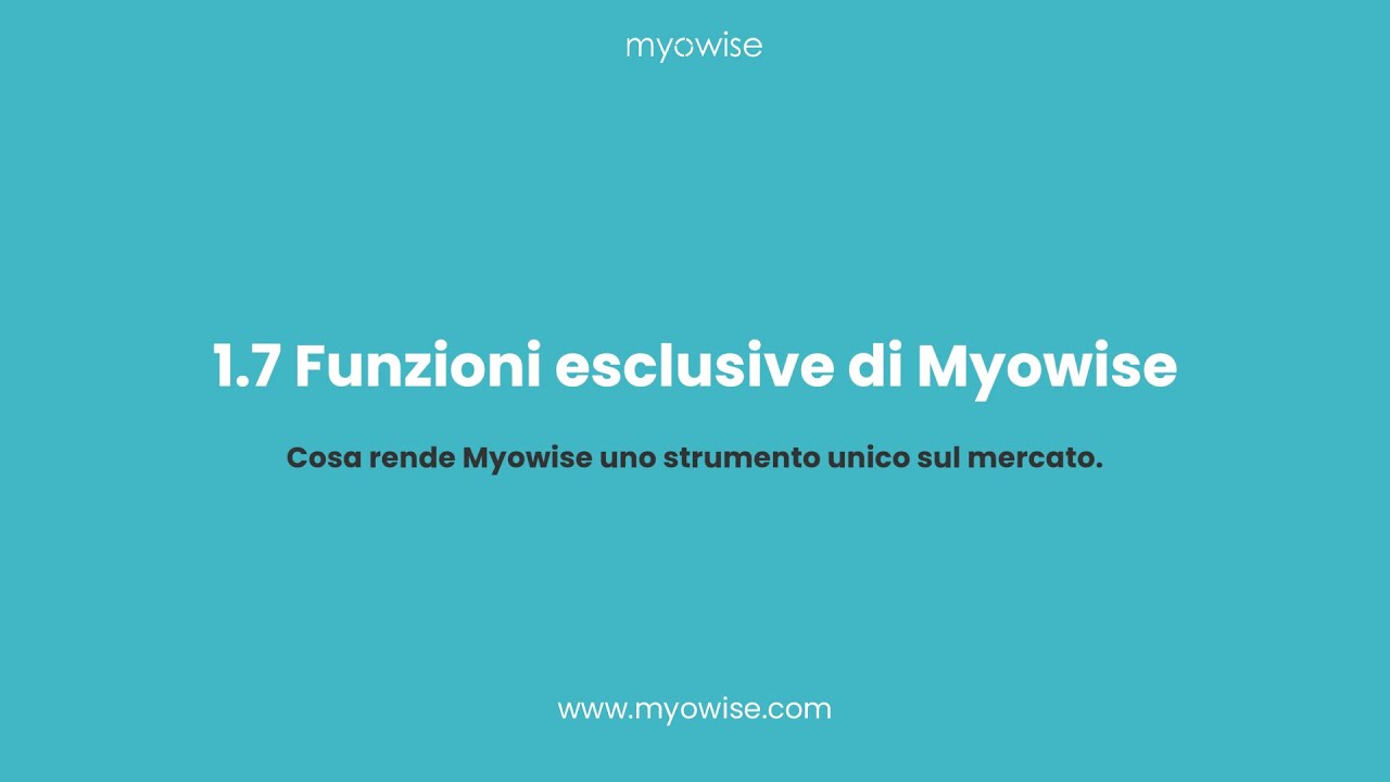1.7 Funzioni esclusive di Myowise