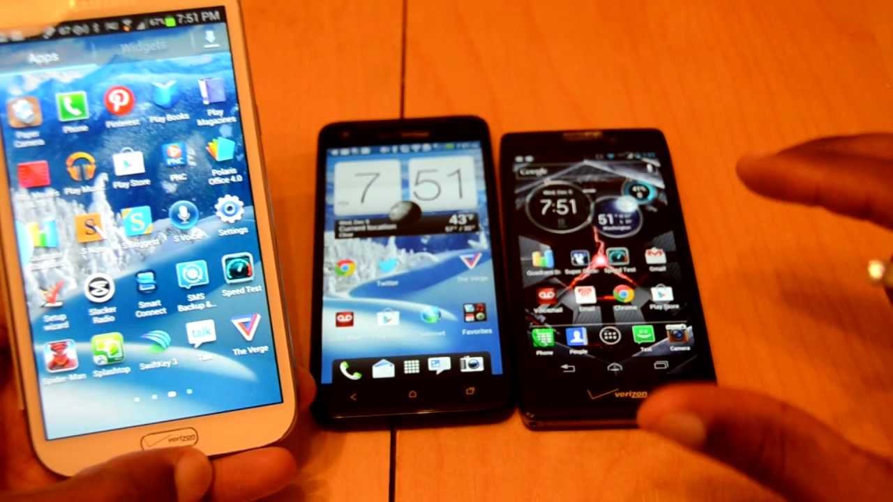 Samsung Galaxy Note 2 vs Droid DNA vs Droid Razr Maxx HD (Verizon)