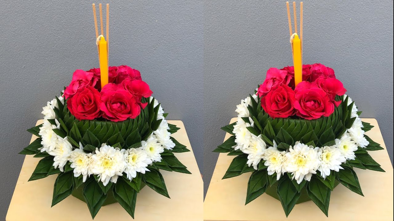 กระทง 2 ชั้น | กระทงใบตอง แบบที่ 15 🌸🌸 | MeeDee DIY