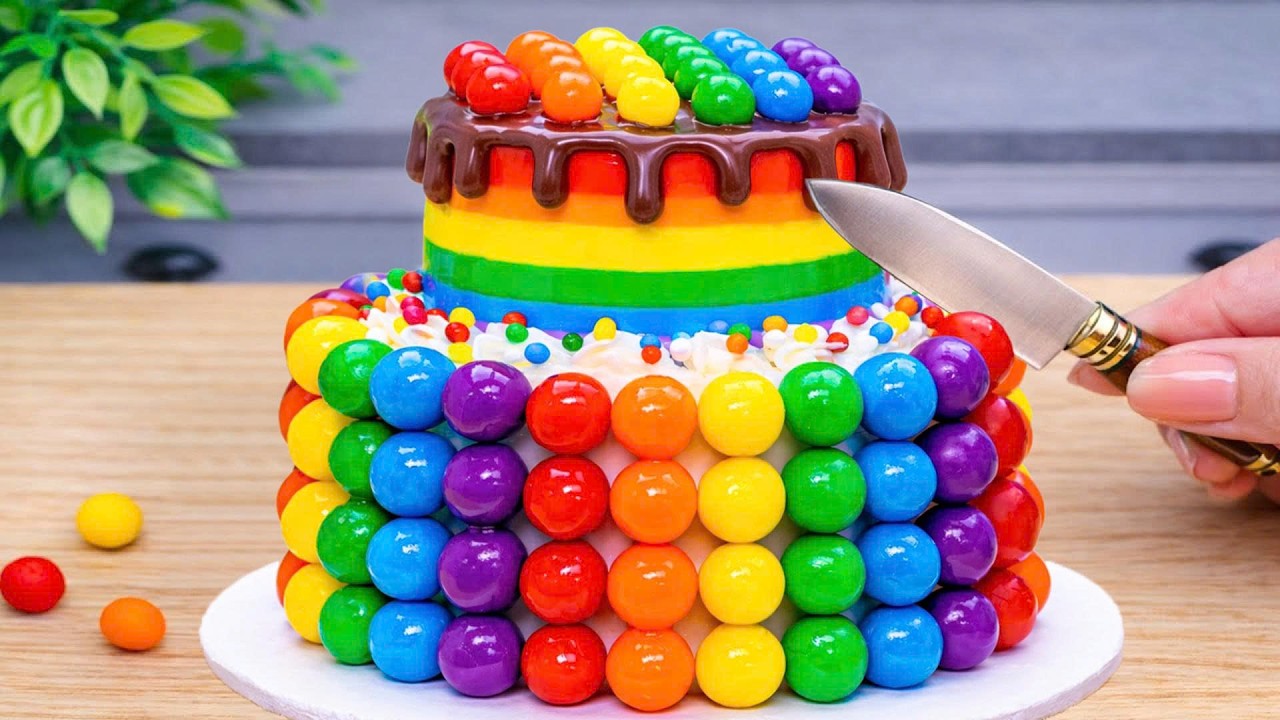 Amazing Rainbow Sweet Cake Recipe With Chocolate Drip🌈|  How to Make Miniature Cake Decorating