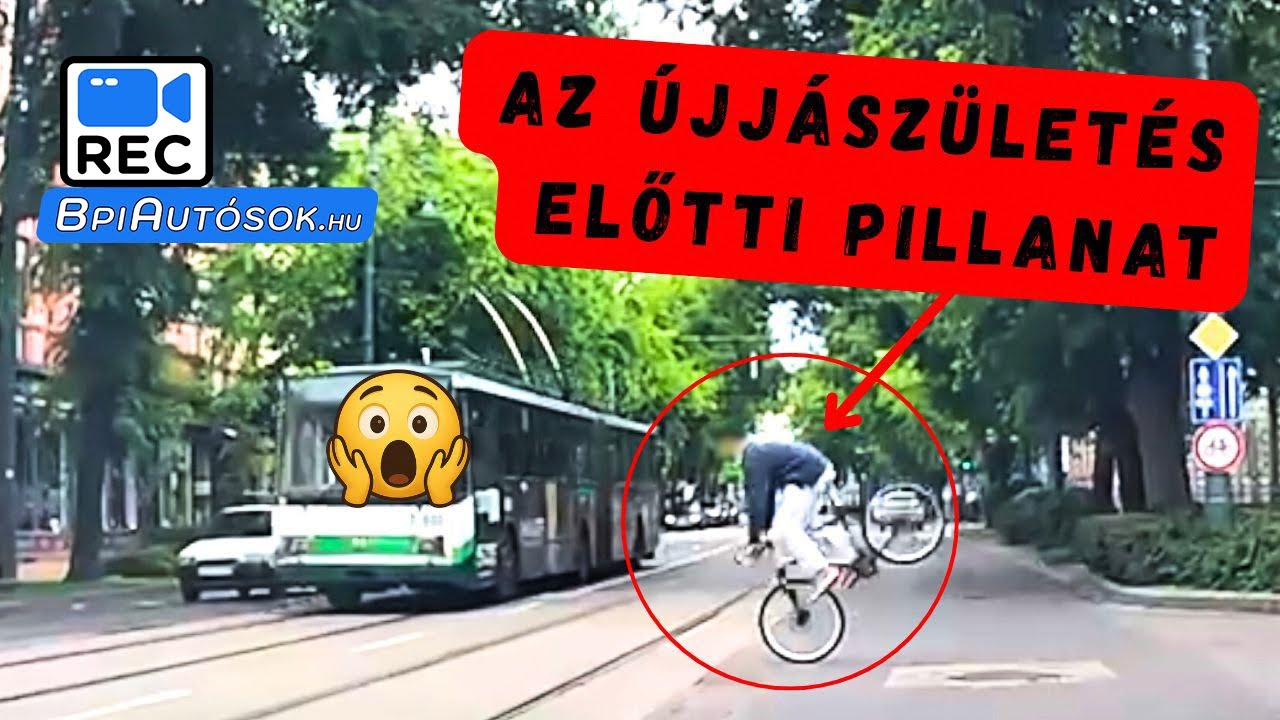 Azt hitte a biciklis, hogy m&eacute;g &aacute;tf&eacute;r, DE J&Ouml;TT A BUSZ &Eacute;S BORULT A TERV
