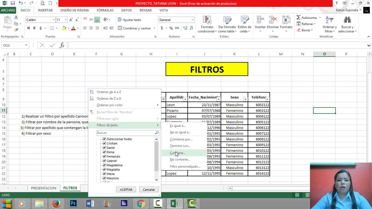 TUTORIAL FILTROS DE TEXTO EXCEL