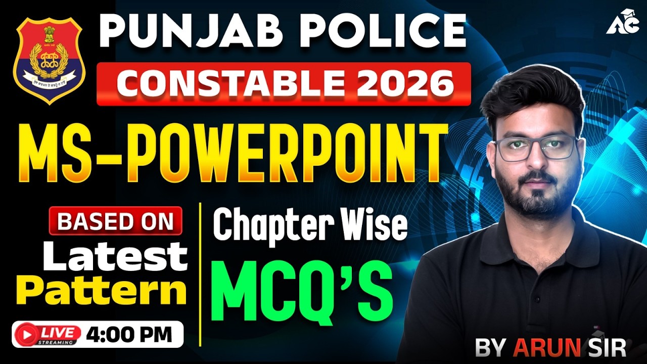Punjab Police Constable 2026 | MS Powerpoint | Latest Pattern Chapter Wise Mcq's By Arun Sir