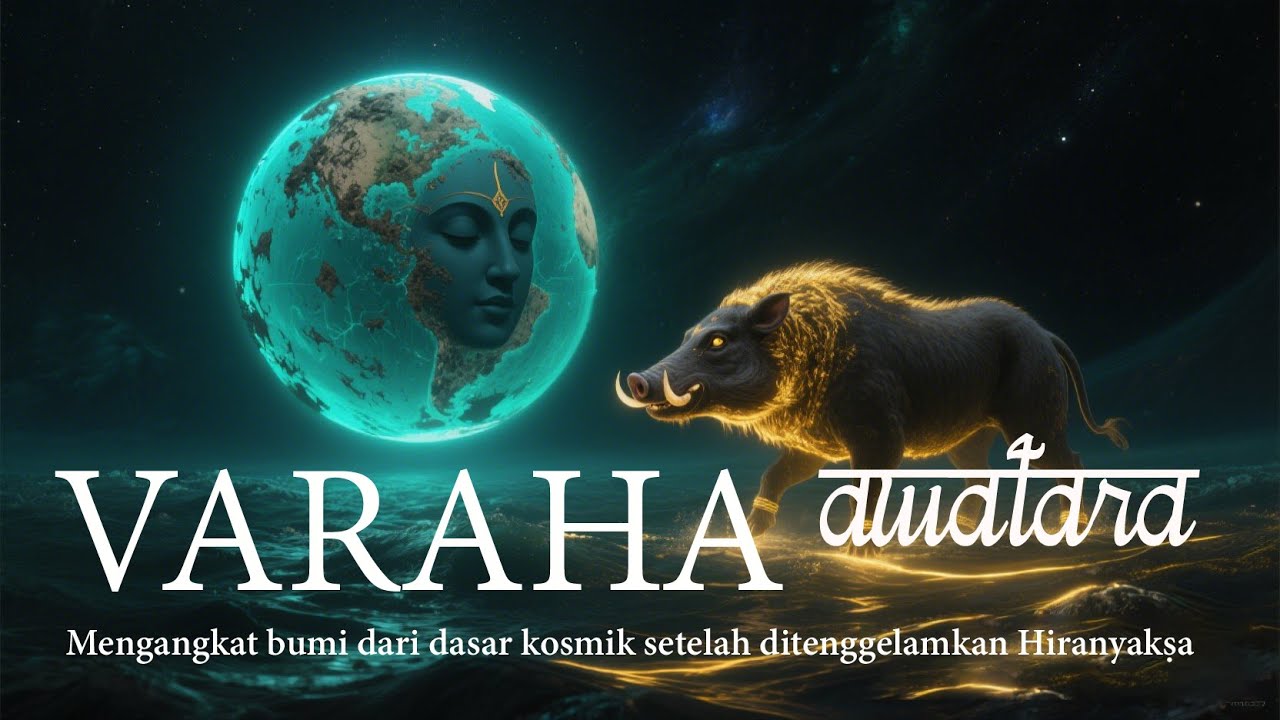 Waraha Awatara | Mengangkat bumi dari dasar kosmik setelah ditenggelamkan Hiranyakṣa