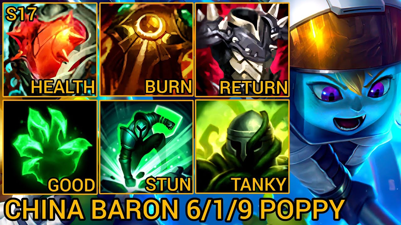 Baron Lane Poppy 6/1/9 - China Server Wild Rift Best High Tier New Build Season 17