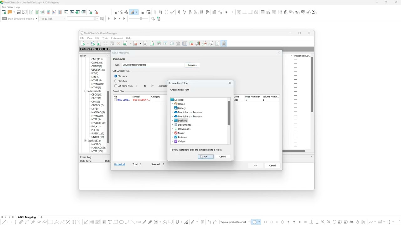 ASCII Mapping setup in MultiCharts