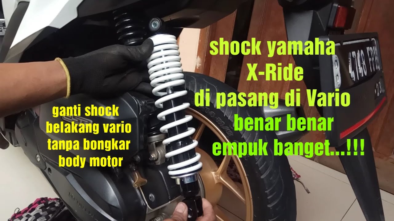 shock belakang Vario LED di ganti dengan .shock yamaha X-Ride .di jamin super empuk ...!!!