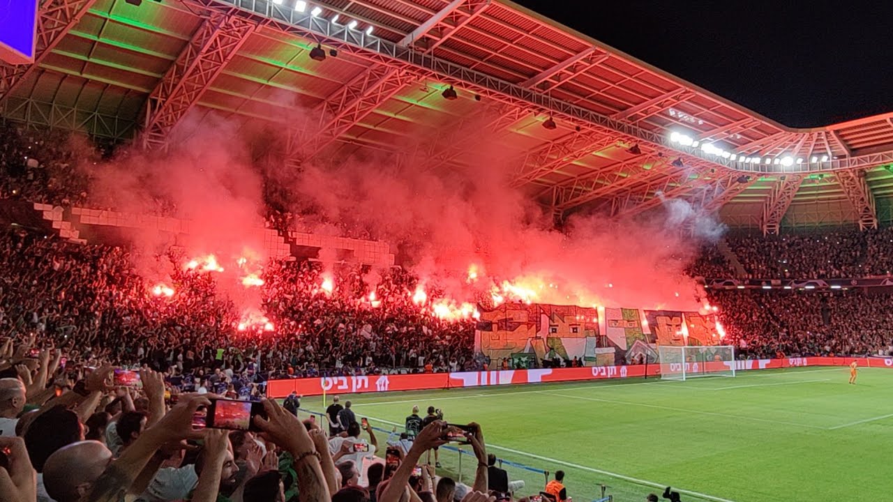 Maccabi Haifa 1-3 Paris, Champions League Match 2, Haifa Pyro 22-23 כל החיים אתך מכבי + אבוקות