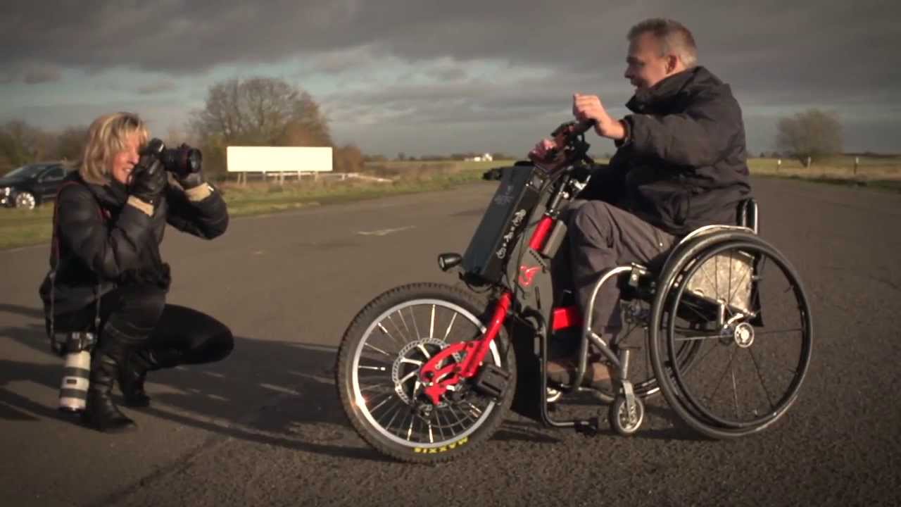 Electric Power Trike wheel chair Stuart Dunne of Cyclone Mobility test the Batec trike 2014