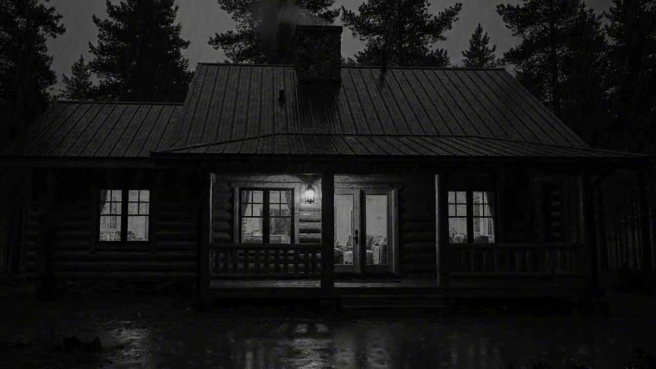 Cozy Cabin Rain & Powerful Thunderstorm for Deep Sleep | Relaxing Night Ambience