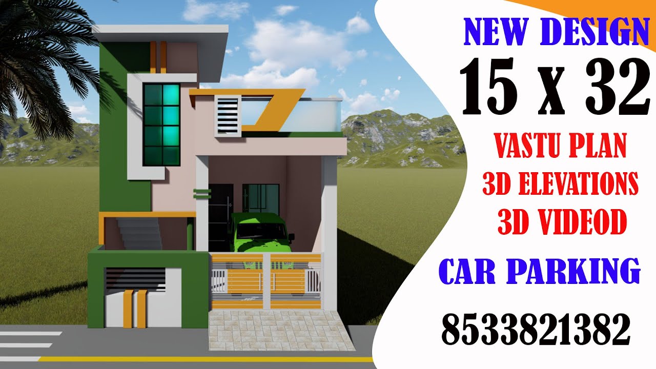 15X32 HOUSE PLAN ## 15 BY 32 HOUSE DESIGN WITH CAR PARKING ## 15X32 HOUSE DESIGN
