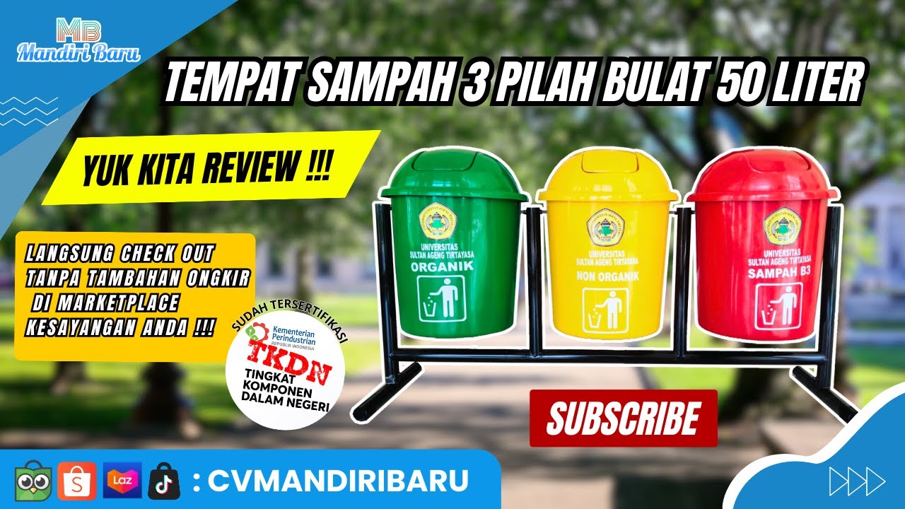 REVIEW TONG SAMPAH YANG PASTI ANDA BUTUHKAN...TONG SAMPAH FIBERGLASS 3 PILAH BULAT
