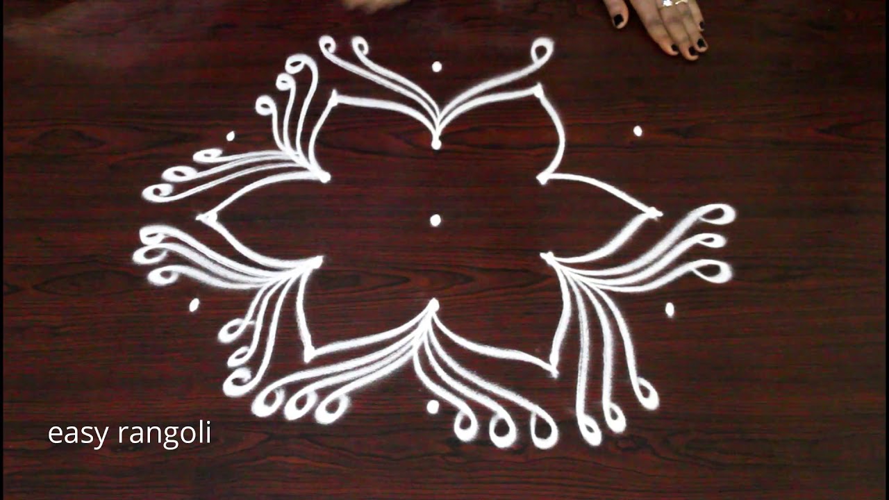 Simple friday kolam || daily routine muggulu || easy rangoli designs with 5 dots