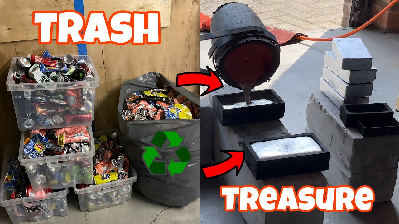 (4K) ♻️Recycling 11KG. (24 lbs) Of Cans #devilforge #melting #aluminum #recycle #belgium #scrapping