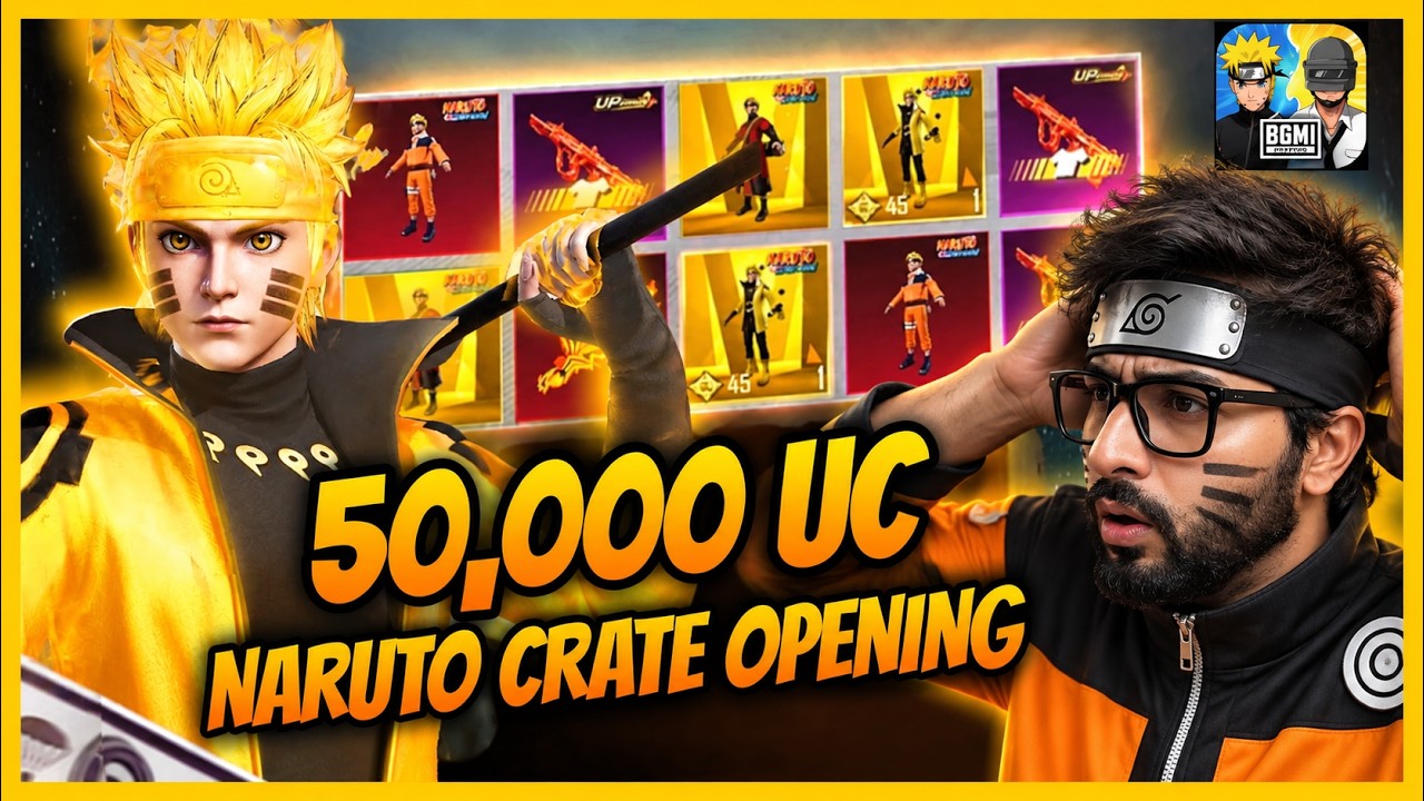 🔥50000 UC Naruto Ultimate Set Crate Opening l MaxOut New Naruto Lv8 AUG  (BGMI)