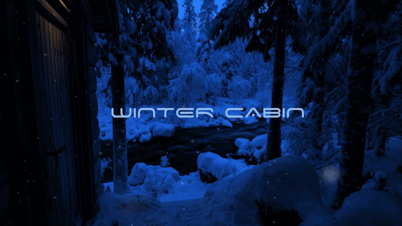 Deep Focus Night — Snowy River by a Cabin in Winter Forest | POV