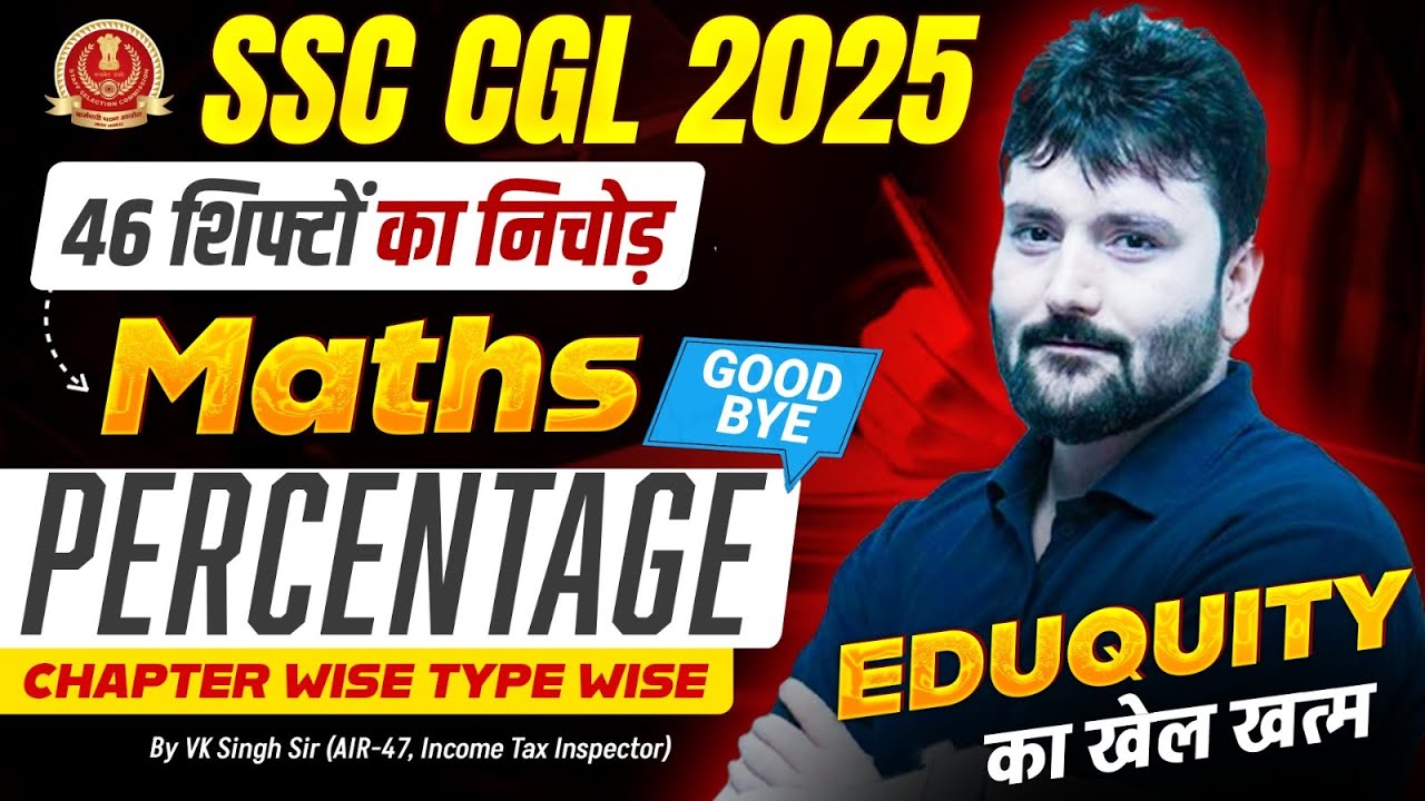All Percentage Questions Asked In SSC CGL 2025 | Eduquity Based | SSC Maths 2026 | VK Singh Sir