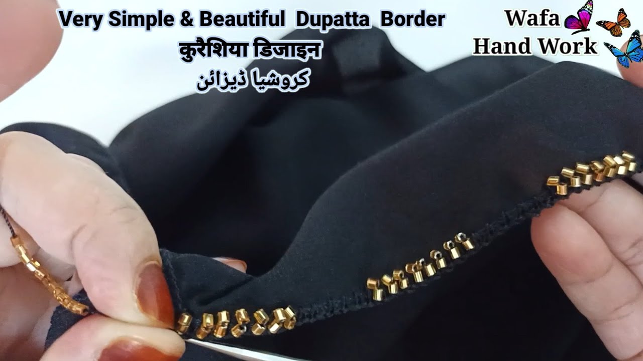 Qureshia Desgain | कुरैशिया डिजाइन | کروشیا ڈیزائن | Crochet Beads Work | Easy Dupatta,Neck,Sleeves