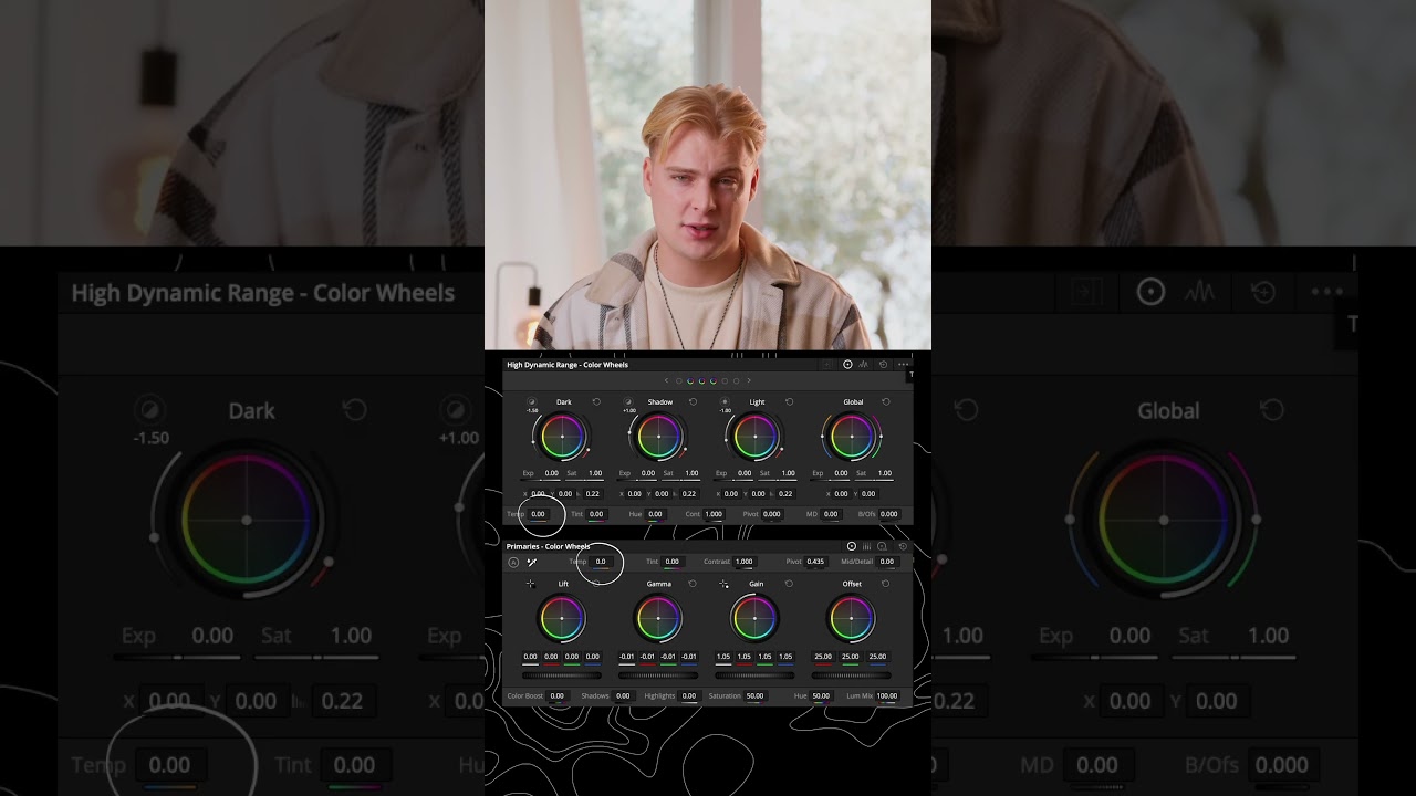 Разный баланс белого между HDR и основными колесами в DaVinci Resolve.