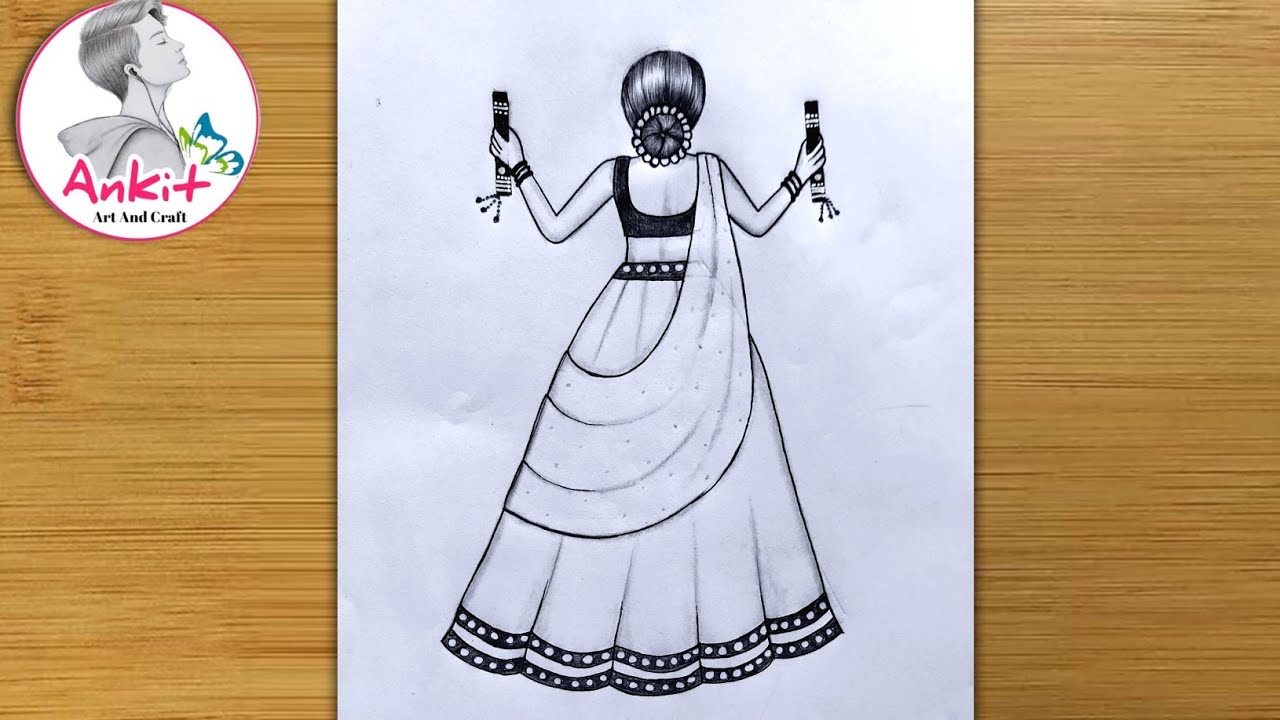 How to draw a girl with dandiya dance | dandiya dance girl drawing | Navratri drawing