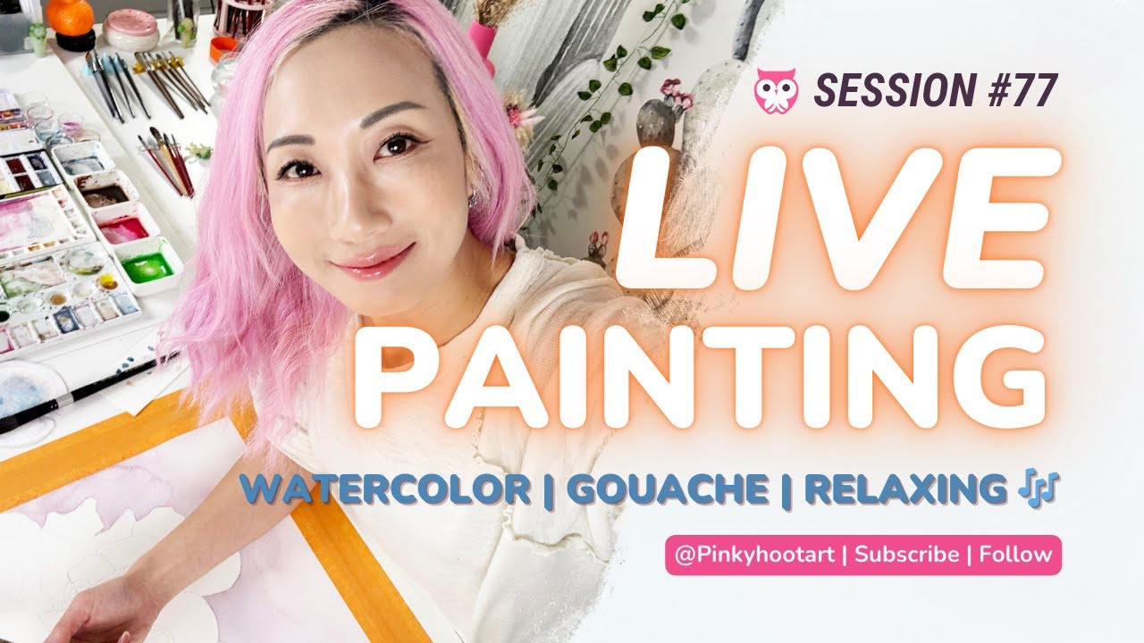 💃🏻 LIVE 77 #watercolorpainting  #Gouache #FashionArt w/ @PinkyhootArt | Relaxing Art Process