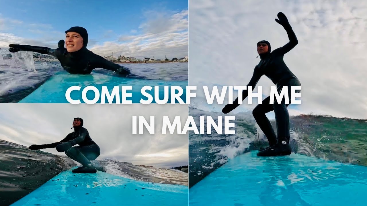 Surfing at Higgins Beach during the winter in Maine 🏄&zwj;♀️