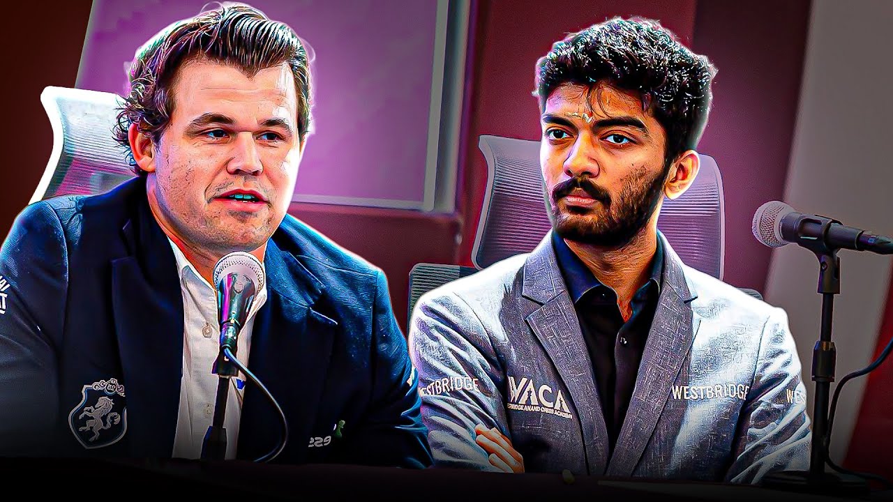 Magnus Carlsen and Gukesh meet at the World Rapid and Blitz 2025 Press Conference