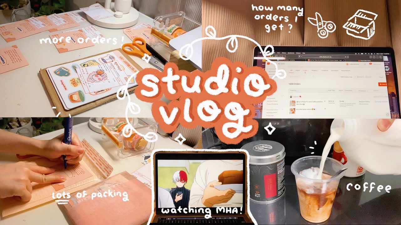 STUDIO VLOG// packing orders, being honest, anime and coffee!◜✧˖&deg;