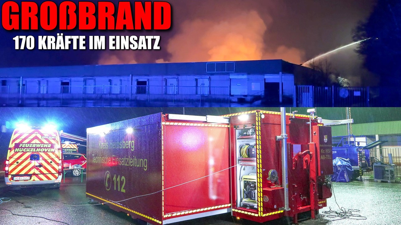 [GROßBRAND: EHEMALIGE MATRATZENFABRIK IN FLAMMEN!] - Starke Rauchentwicklung ~ 170 Einsatzkräfte -