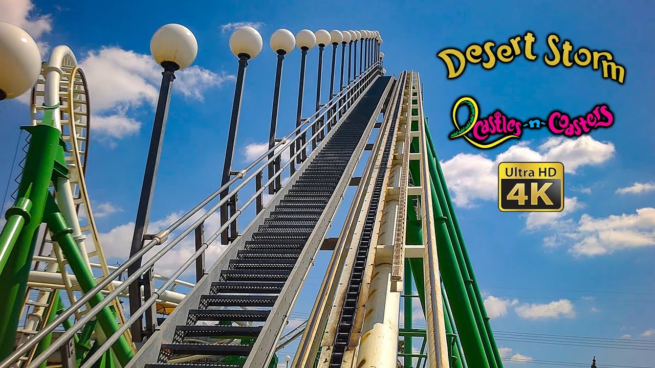 2022 Desert Storm Roller Coaster Front Row On Ride 4K POV Castles N' Coasters