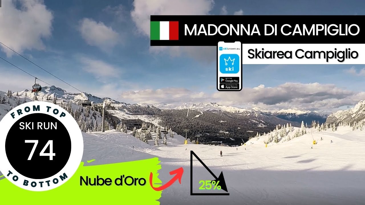 Madonna di Campiglio Italy / ski run 74 Nube d'Oro, from top to bottom