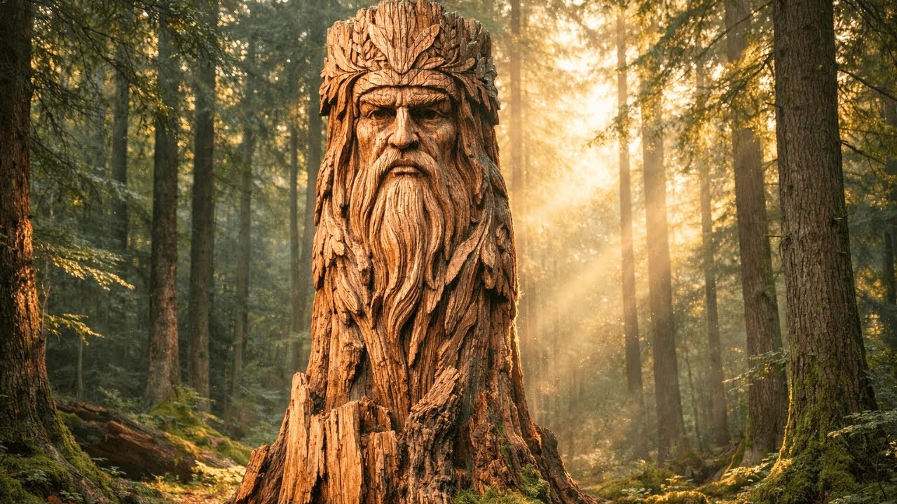 The Forest Guardian: Carving a Giant Wooden Deity from a Fallen Oak | Cinematic ASMR