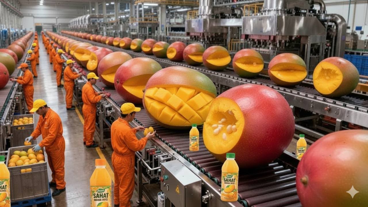 Inside the Giant Mango Processing Factory &ndash;  Fresh Mangoes to Export-Grade Pulp & Juice Full Process
