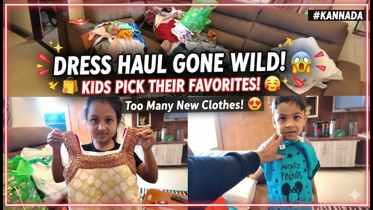 Abba! Ishtondu Dresses-Ah? 😱 | Huge Shopping Haul For Kids! ✨ | #KannadaVlog #justvjvlogs