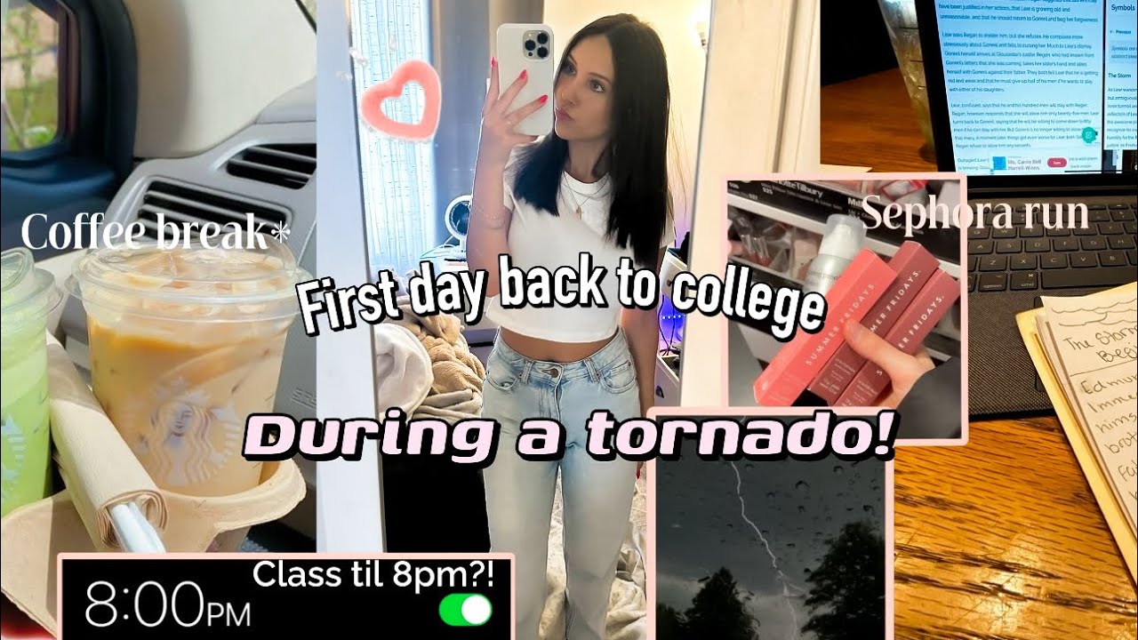 First day back to college 2024 during a tornado no one is allowed to leave school!😱