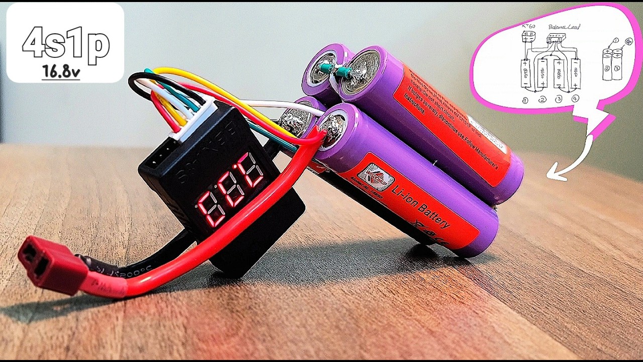 4s1p, lithium-ion 18650 battery pack for my FPV system.