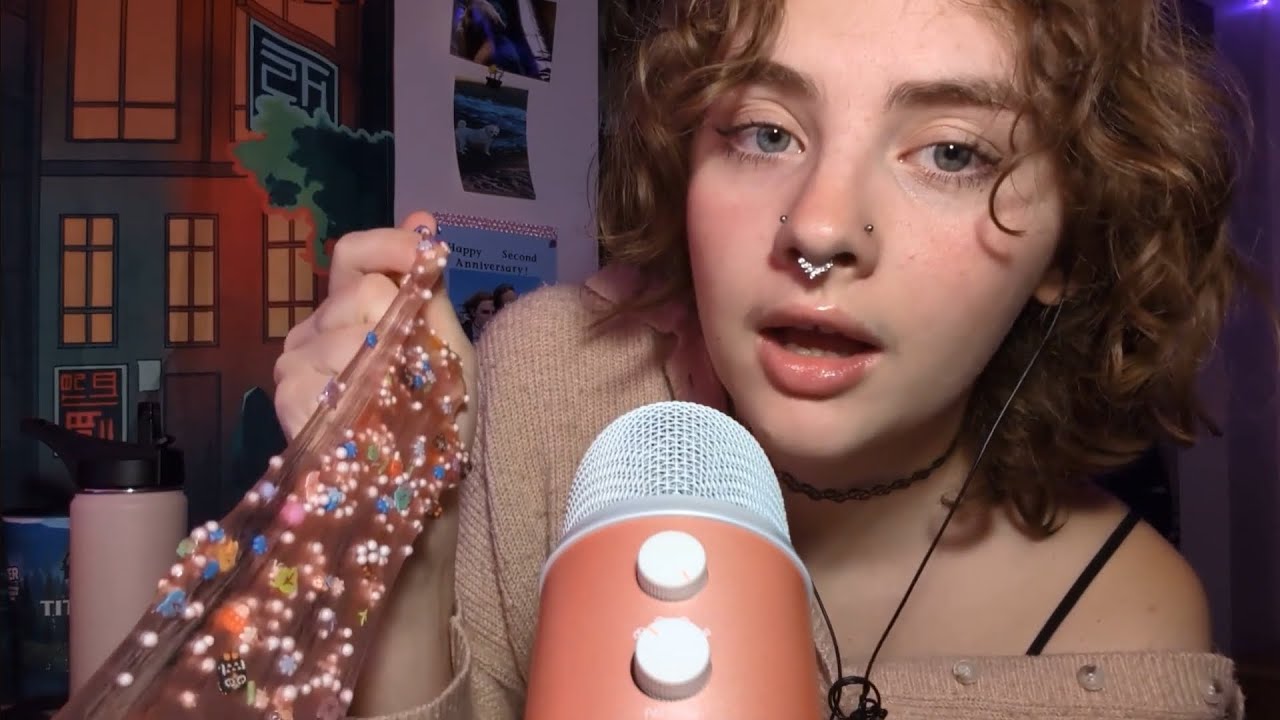 ASMR *CRUNCHY* Slime, Floam, Cloud slime, some mouth sounds (sticky, crinkly, crispy!)