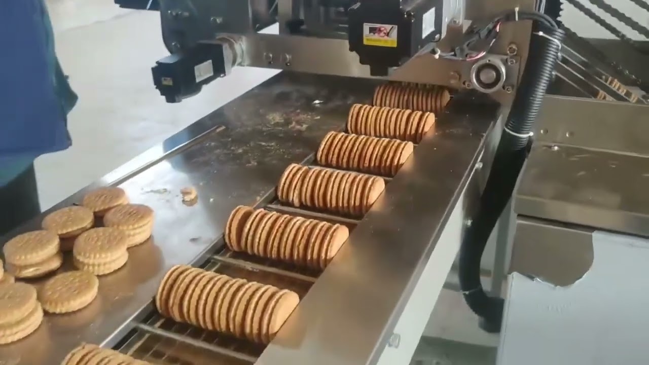 Skywin biscuit sandwich and on edge packing line