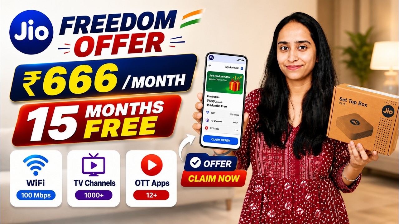 Jio Freedom Offer ₹666/Month for 15 Months 🔥 | WiFi + TV + OTT | Complete Details