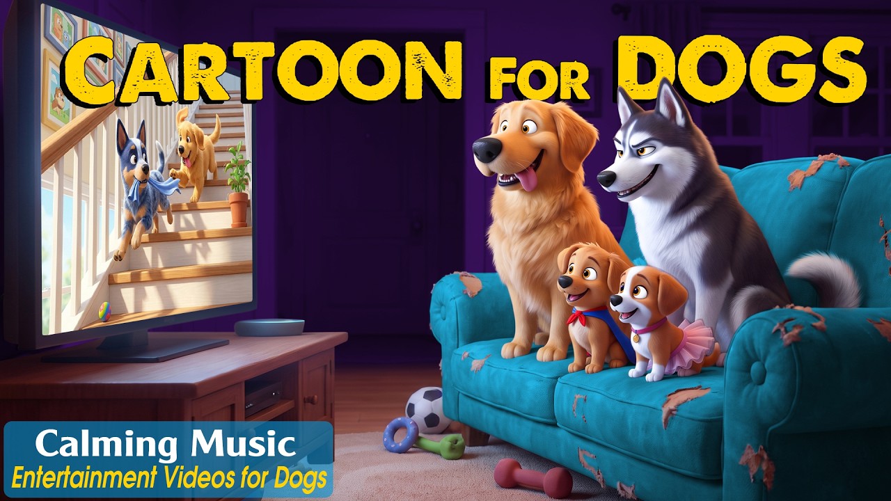 Dog Cartoon: Soothing Dog TV to Keep Dogs Happy & Calm Home Alone | Relaxing Music for Anxious Dogs