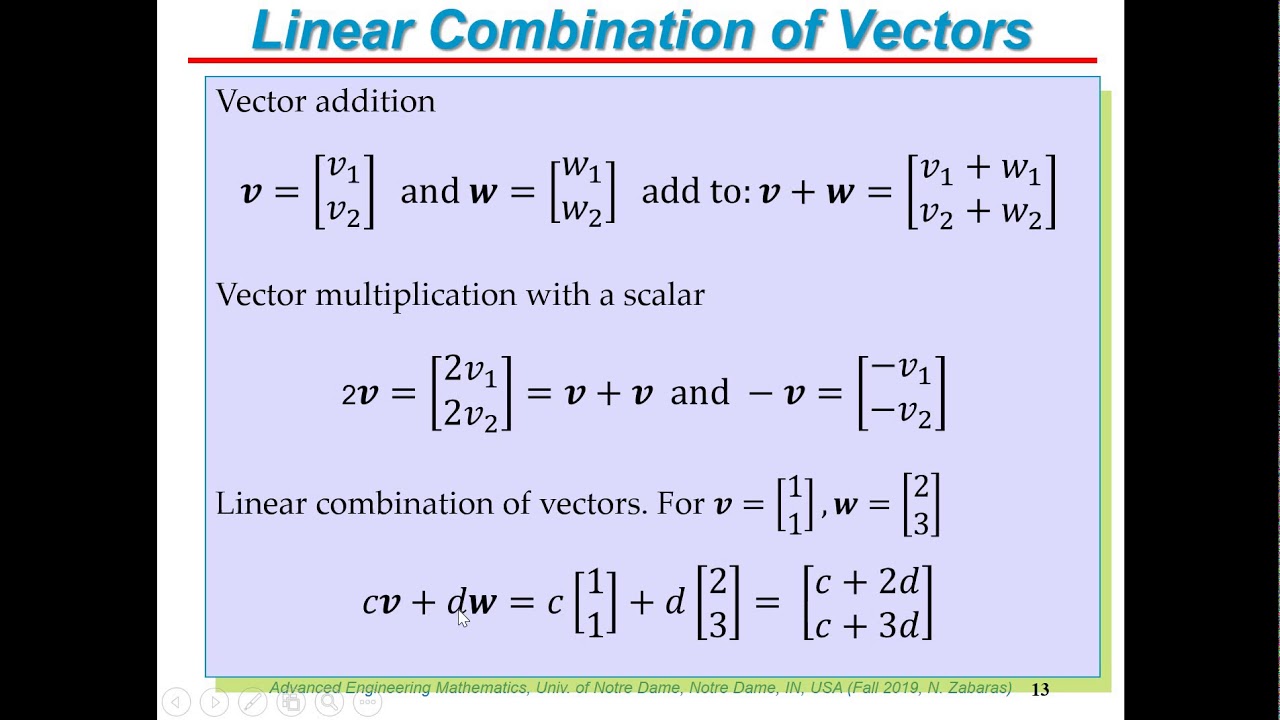 Lecture 1: Vectors and Matrices