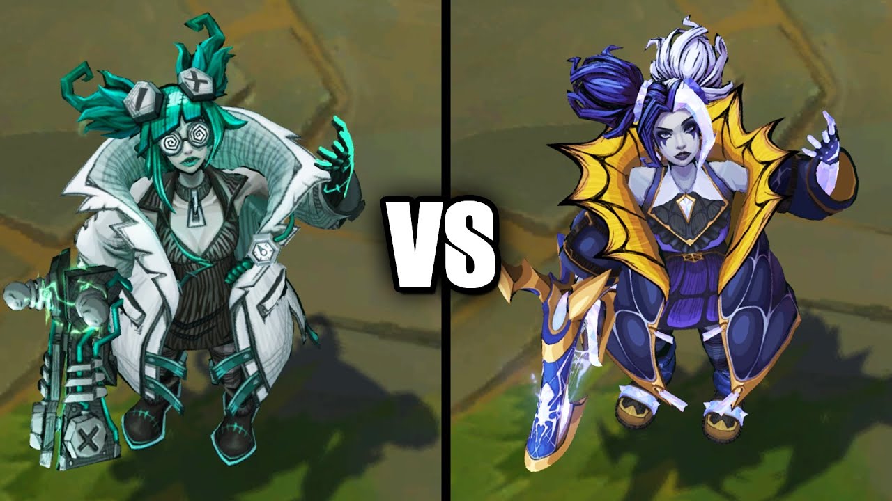 Fright Night Zeri vs Prestige Fright Night Zeri Skins Comparison (League of Legends)