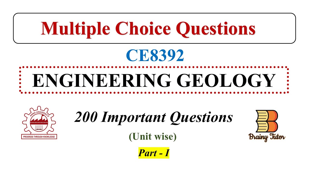 ENGINEERING GEOLOGY MCQs CE8392 | Civil Engineering | Part 1| Important Questions