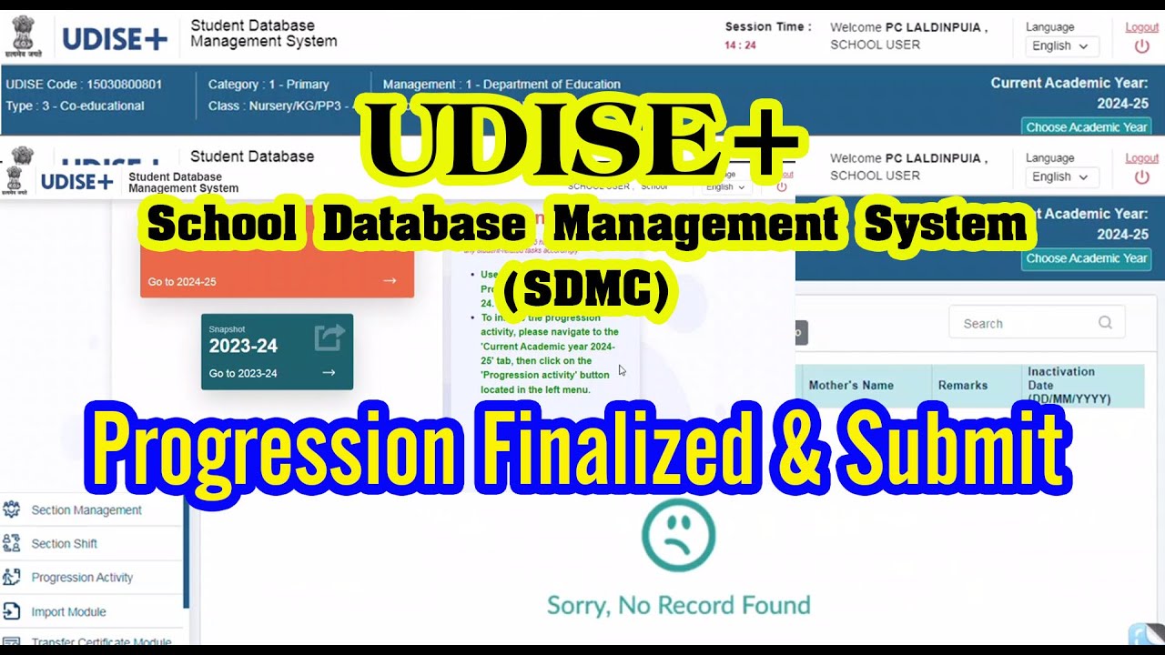 UDISE+ (SDMS) | Progression Submit