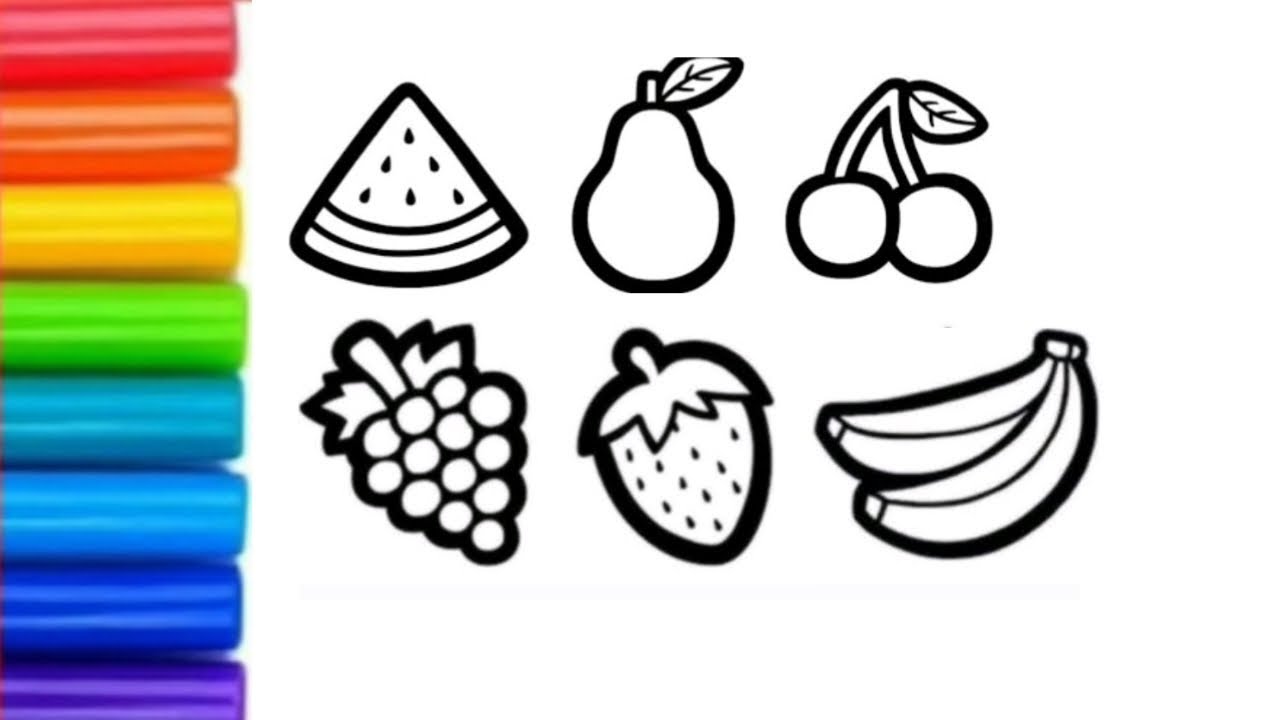 Teaty fruits🍍🍎🍓🍇 drawing | easy fruits drawing | drawing for kids | step by step fruits drawing