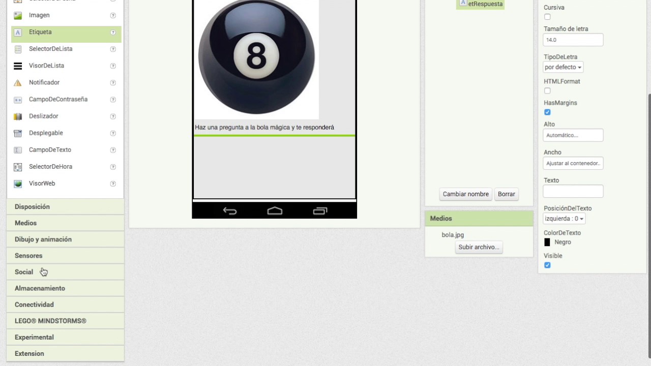 2- Tutorial AppInventor - Bola mágica