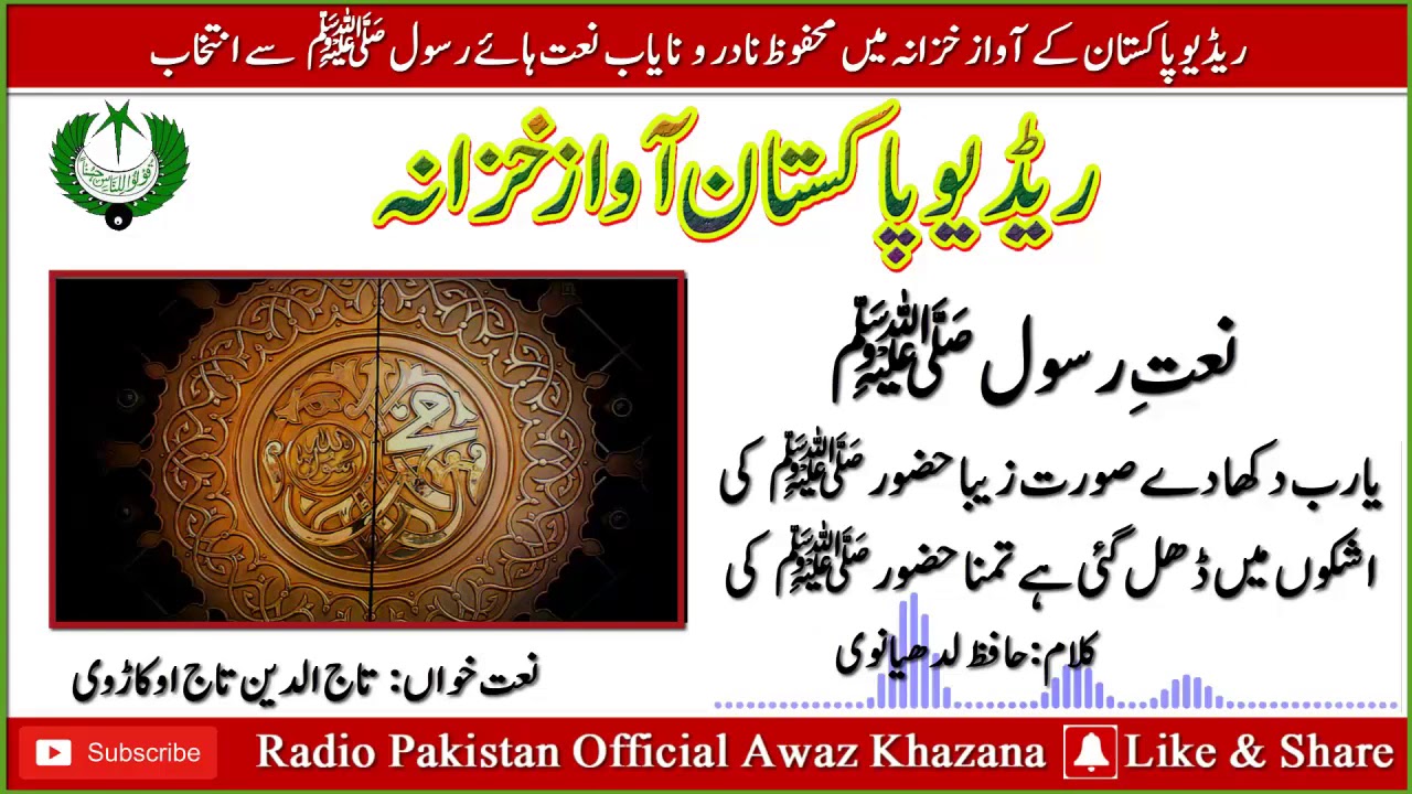 URDU NAAT | Ya Rab Dekha De Surat e Zeeba Hazoor Ki | Taj ud Din Taj Okarvi | Hafiz Ludhiyanvi