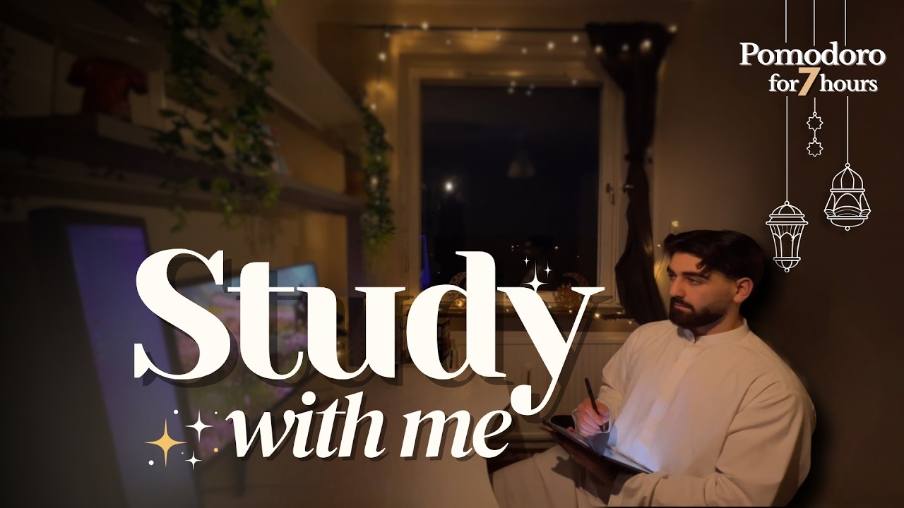 7H Study With Me 🌙 | Day 1: Ramadan Nights🕌  | 50/10 Pomodoro | Engineering Student ⚙️