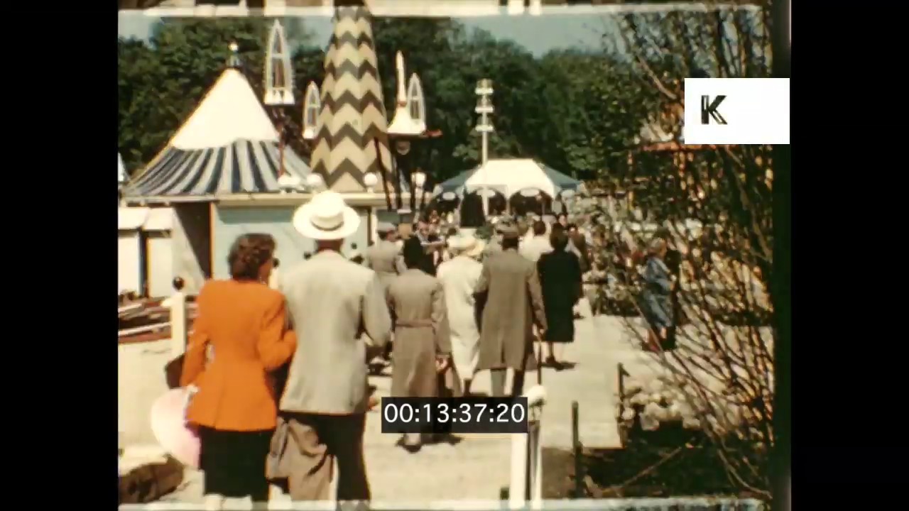 1950s UK, Festival of Britain, Battersea Amusement Park, 16mm